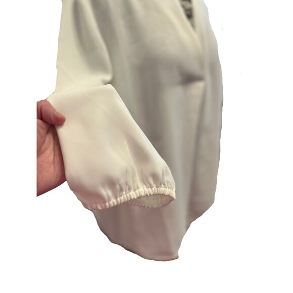 J Jill Wearever Tunic Top White V-Neck Long Sleeve Side Vents Flowy Career L - Picture 9 of 15